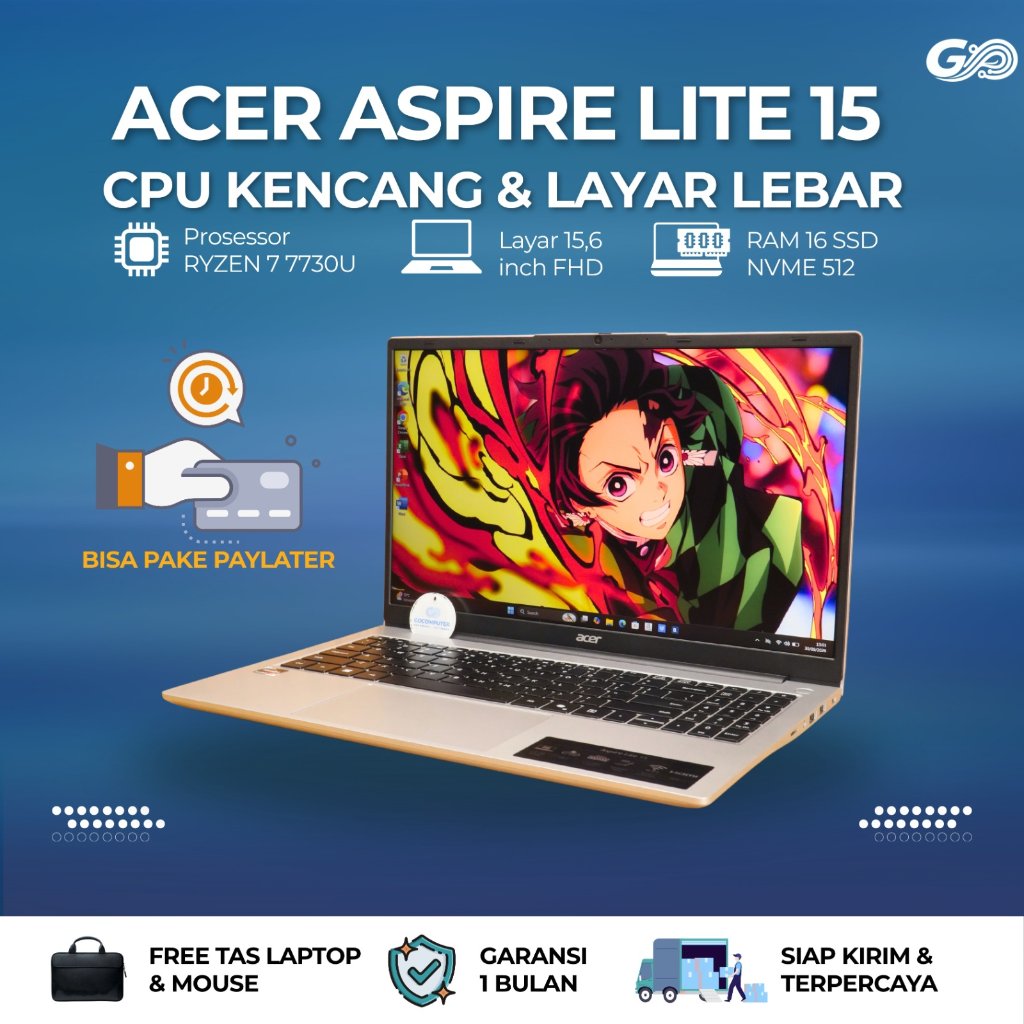 ACER ASPIRE LITE 15 – Ryzen 7 7730U RAM 16GB SSD NVMe 512 GB