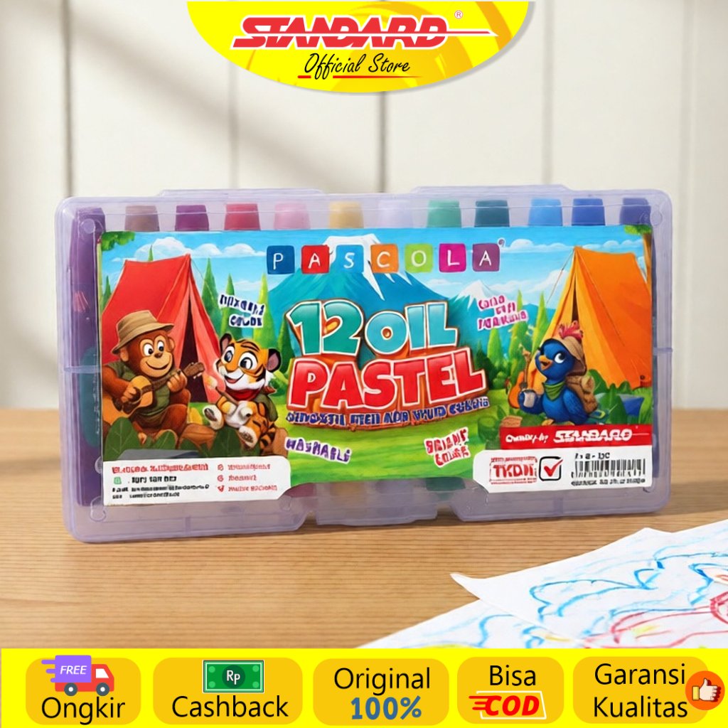 Standard - Pascola Oil Pastel 12 / Set ( Crayon / Pewarna / Coloring )