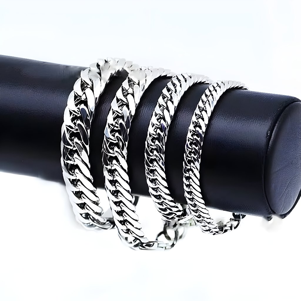 Gelang Pria Rantai Pria Titanium Silver Import / Gelang Rantai Pria