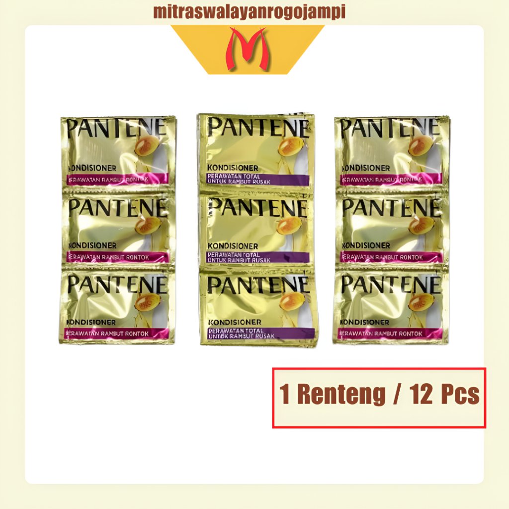 PANTENE Sachet Kondisioner -  Pantene 1 Renteng Isi 12 Sachet | Gold rambut rontok | Gold rambut rus