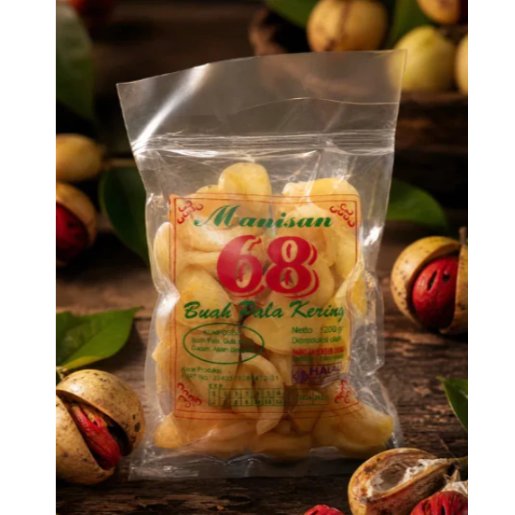 Manisan Buah Pala Kupas Kering Khas Lampung
