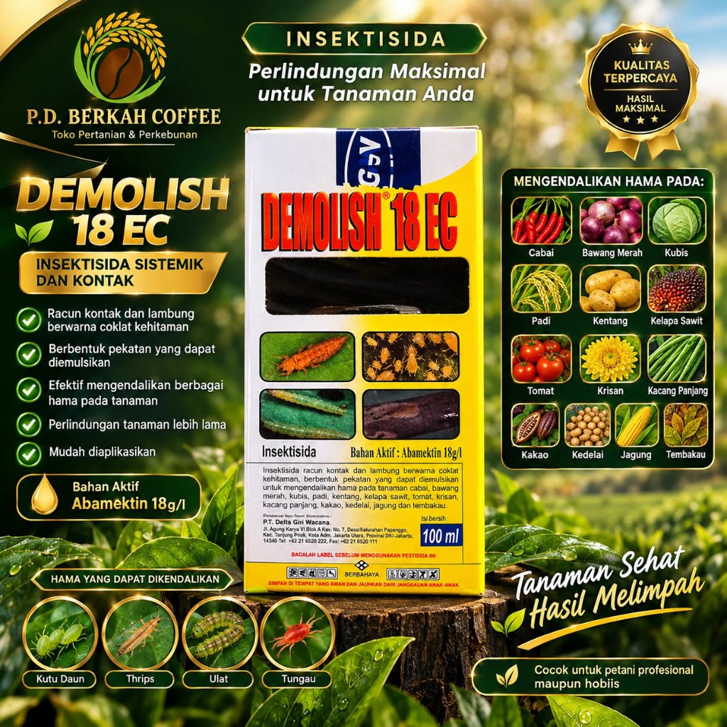 Demolish 18 EC 100ML - Insektisida/Akarisida Sistemik Berbahan Aktif Abamektin