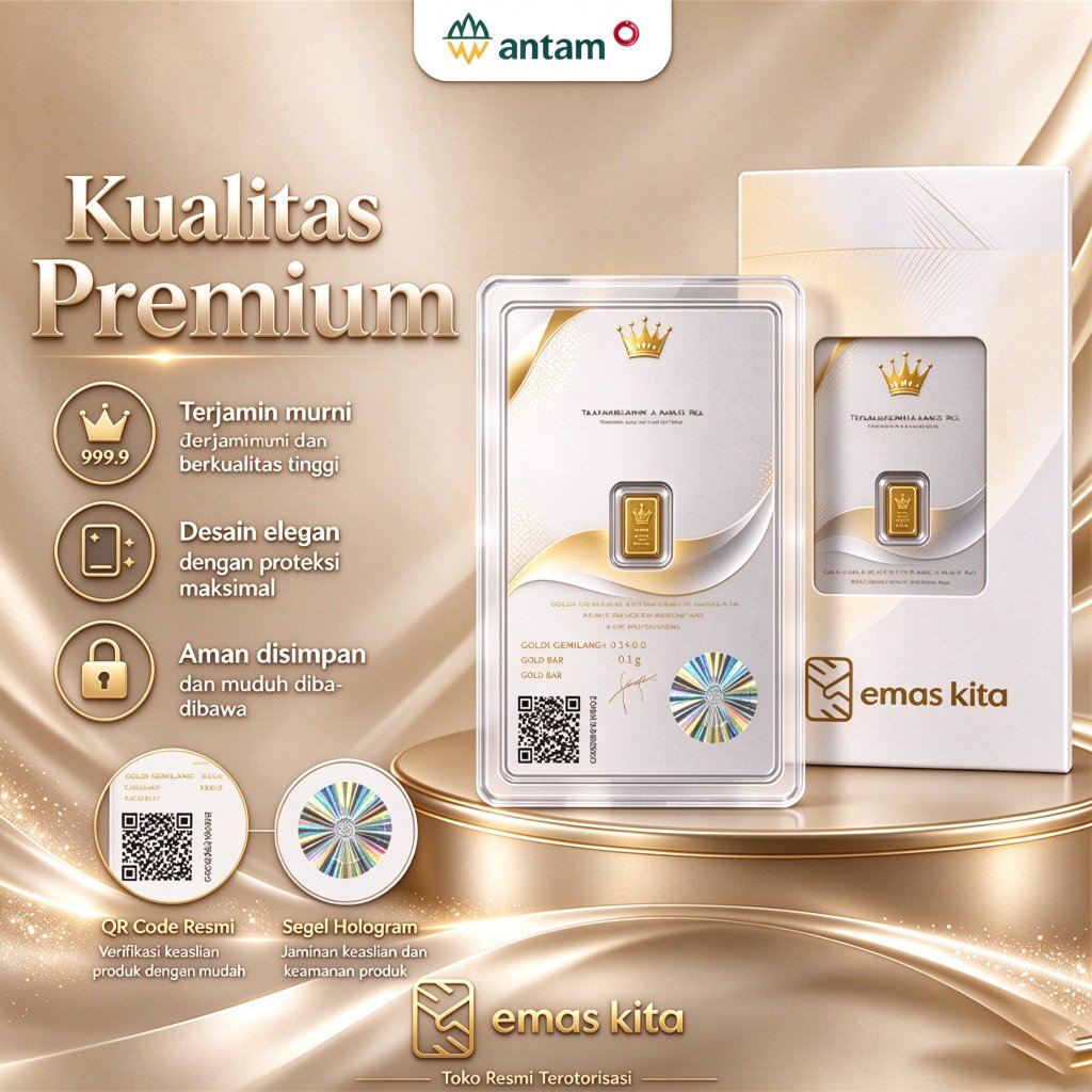 Emas ANTAM 0.1 0.25 Gram 24K Original Kemurnian 99.9% Bersertifikat Cocok untuk Koleksi dan Hadiah