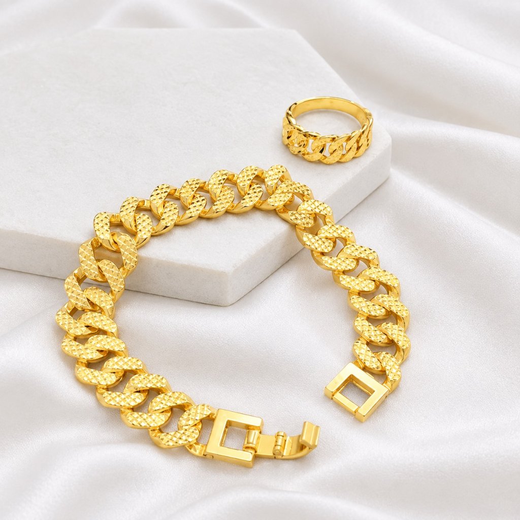 Gelang Rantai Sisik Naga Free Cincin Gold Perhiasan Wanita Dewasa
