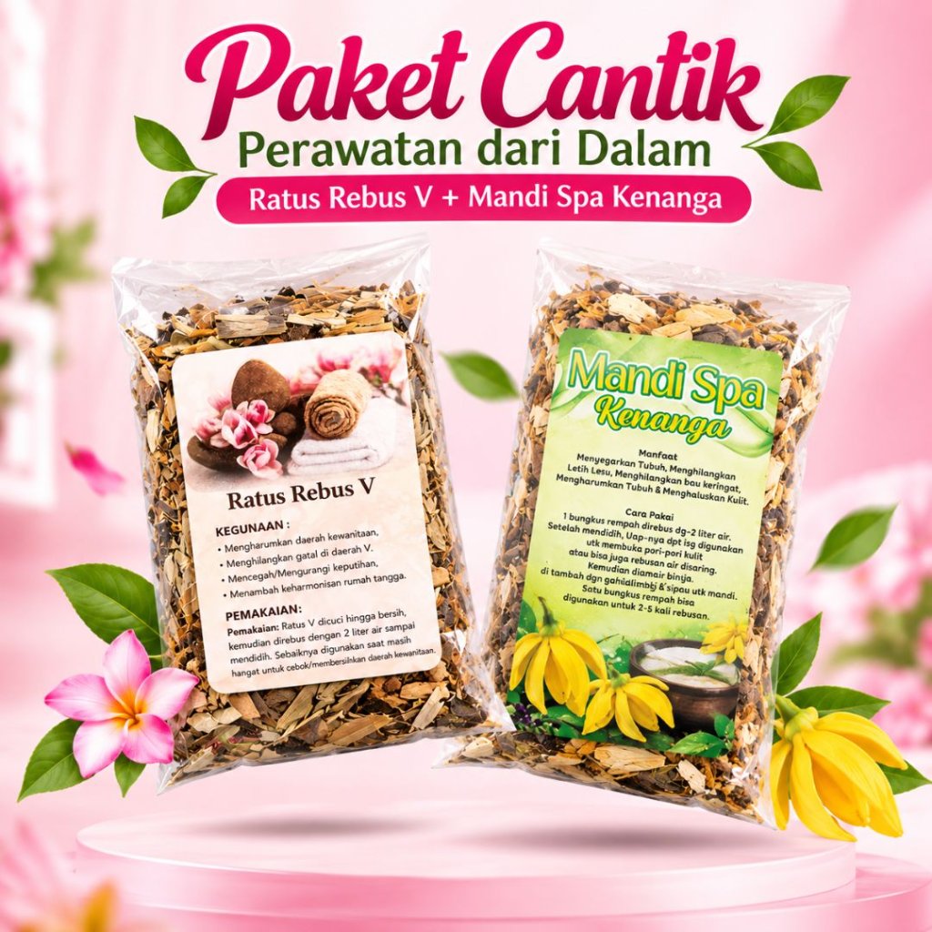 Paket Cantik Wanita Ratus Rebus V + Rempah Mandi Spa Kenanga Herbal Perawatan Diri