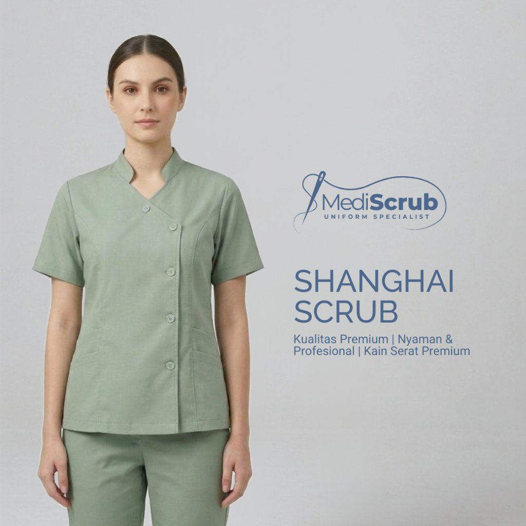 MediScrub - Scrub Suit Shanghai Lengan Pendek Bahan Toyobo Premium / Baju Medis Perawat Dokter