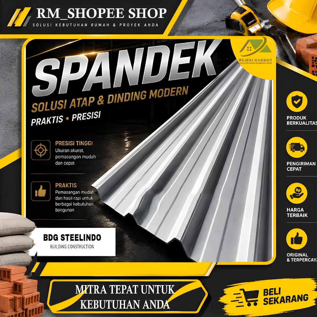 Spandek 0,35 mm SNI / Atap Spandeck 0.35mm / Kanopi 0.35 mm Alum 0.35
