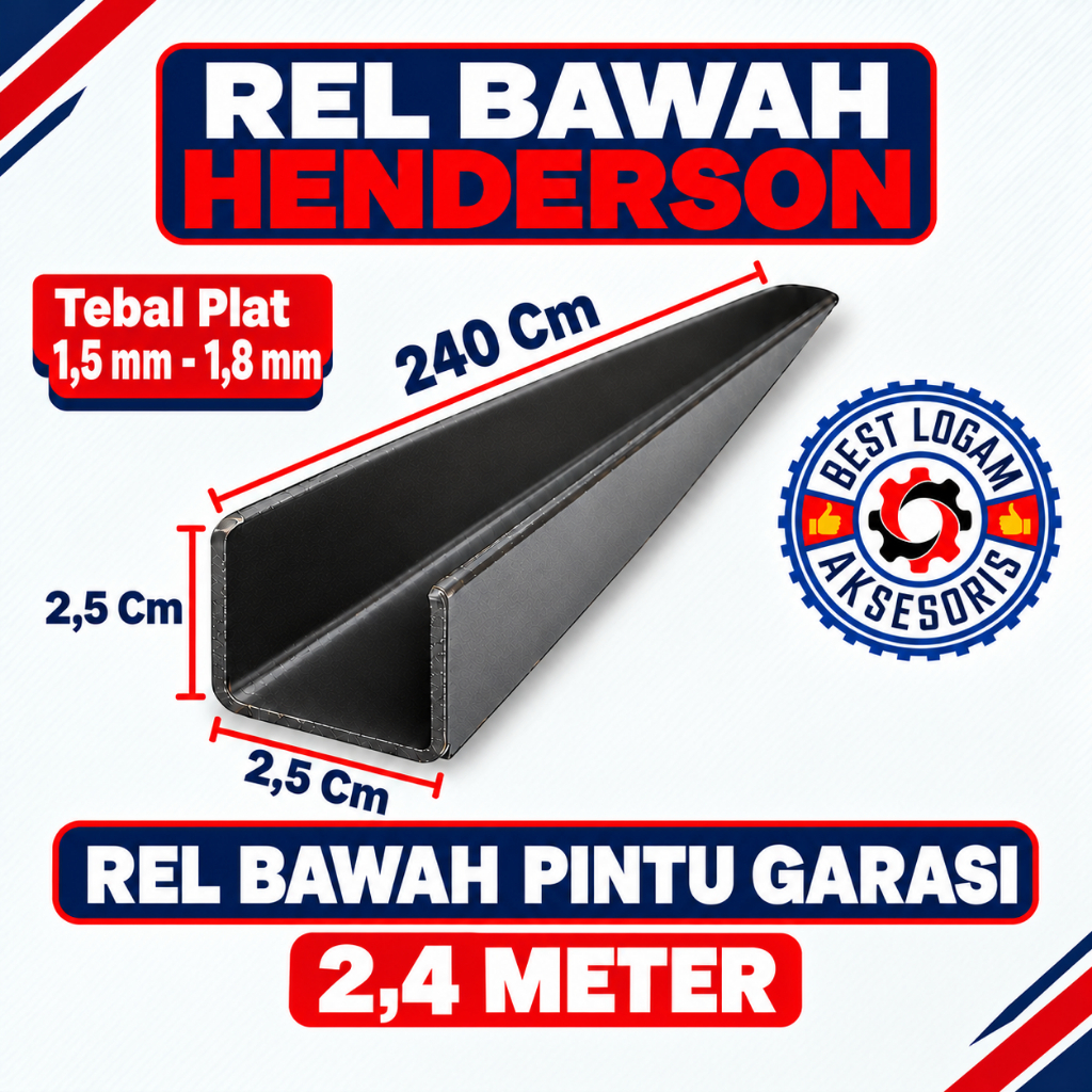 Rel bawah pintu besi rel henderson pintu lipat sliding - 2,4 Meter