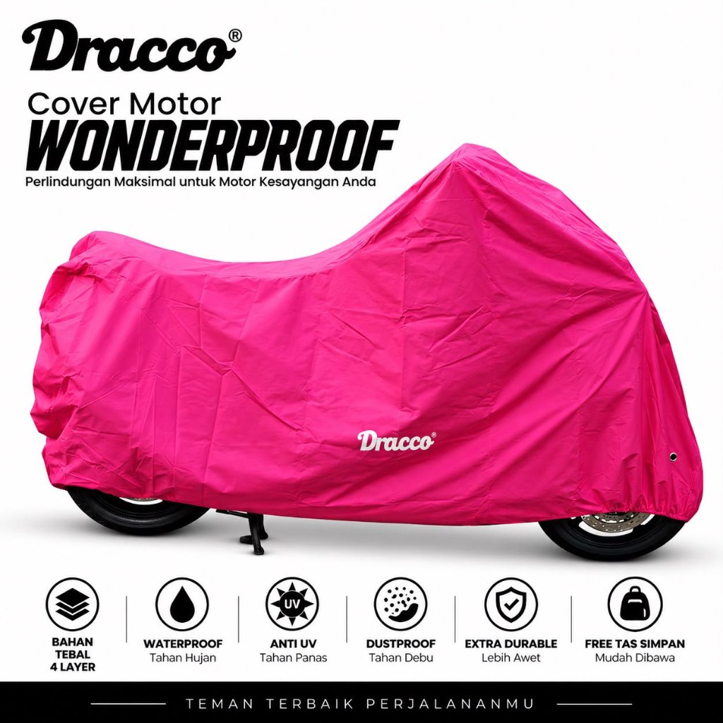 Cover Motor Honda Genio Dracco Wonderproof Pink Waterproof Tebal Anti UV Debu Hujan Premium