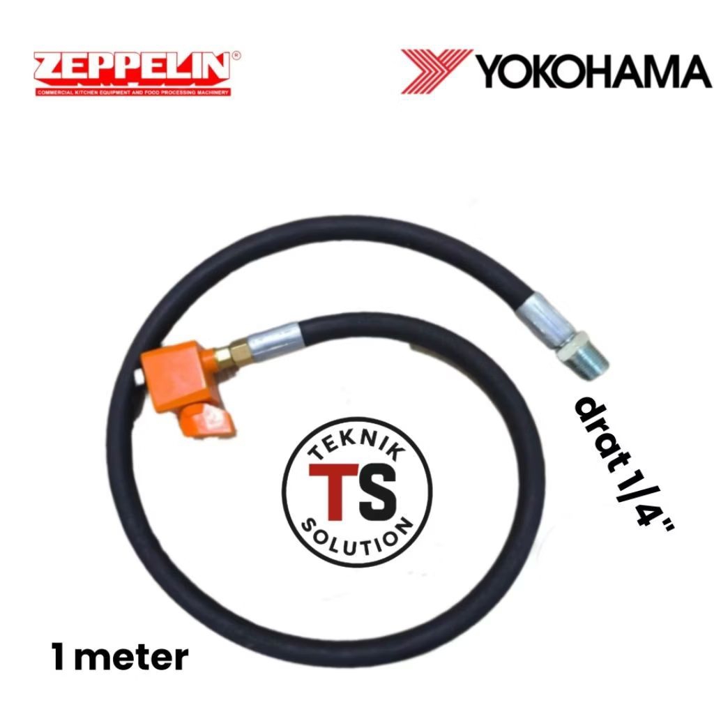 Selang Gas LPG 12kg drat 1/4" inch yokohama + Regulator Zeppelin