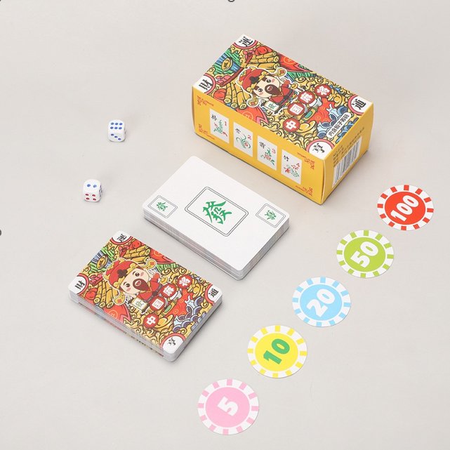 Mahjong Card RAJA Game Portable 144 Lembar Dengan Dadu Dan Koin Skor