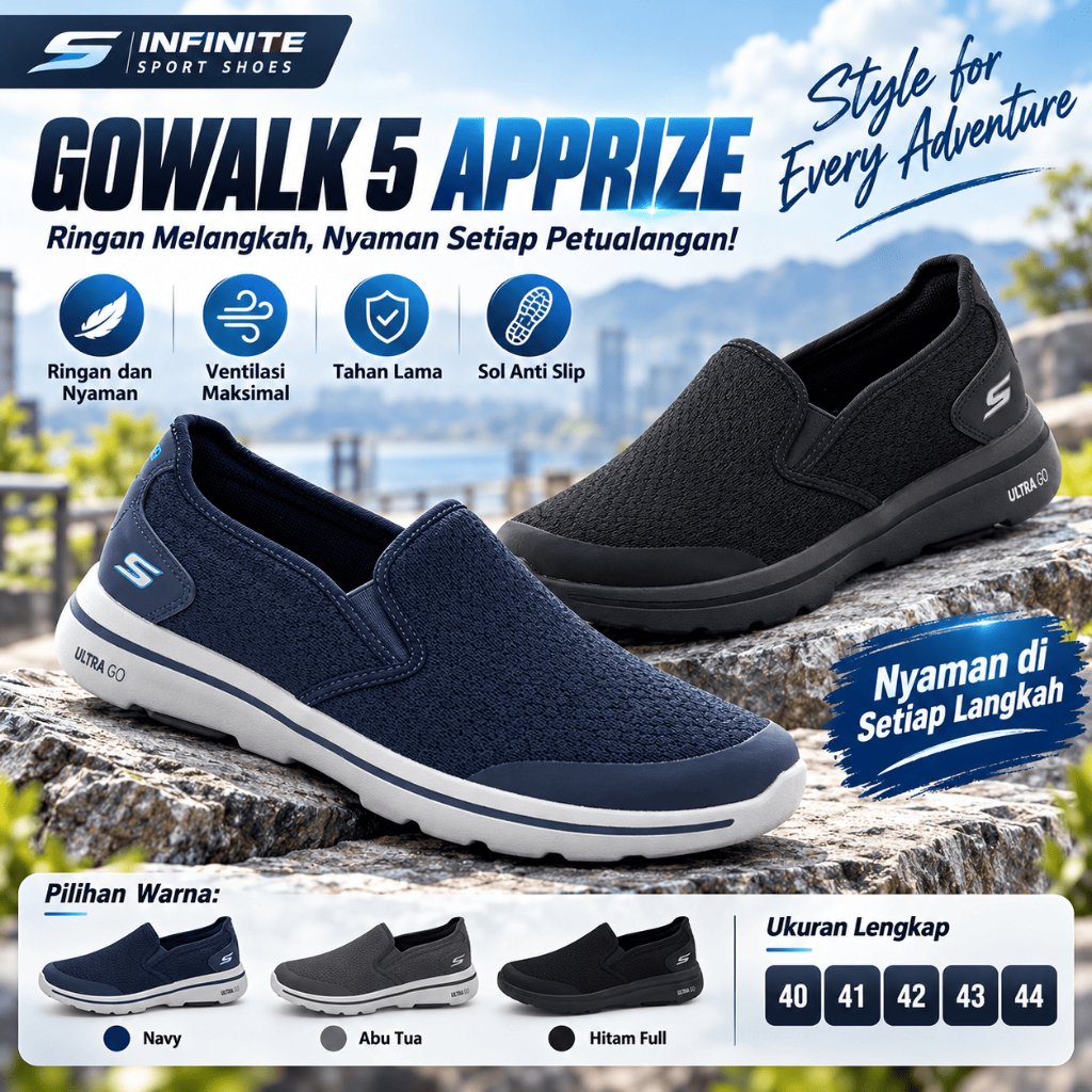 Sepatu go walk 5 Apprize Man / Sepatu pria  / Sepatu Kantor Apprize Go walk5 SALE