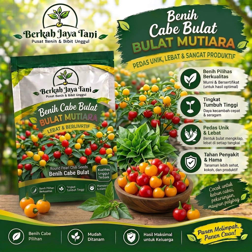 ± 100 BUTIR BENIH CABAI / CABE HIAS BULAT MUTIARA IMPORT KEMASAN ORIGINAL PABRIK