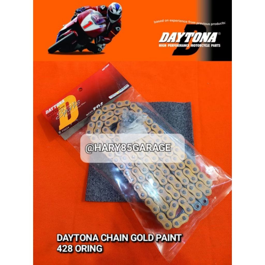 DAYTONA CHAIN RANTAI ORING 428-128L GOLD PAINT ORIGINAL JAPAN