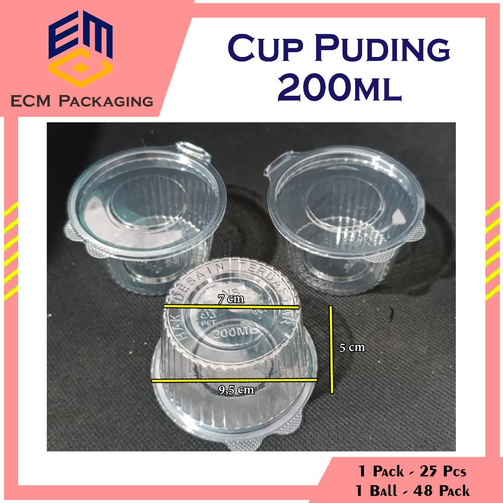 25pcs CUP PUDING NGETOP 200ML TUTUP SAMBUNG | CUP SAMBAL 200ML | MIKA SAUS 200ML | CUP DESSERT 200ML