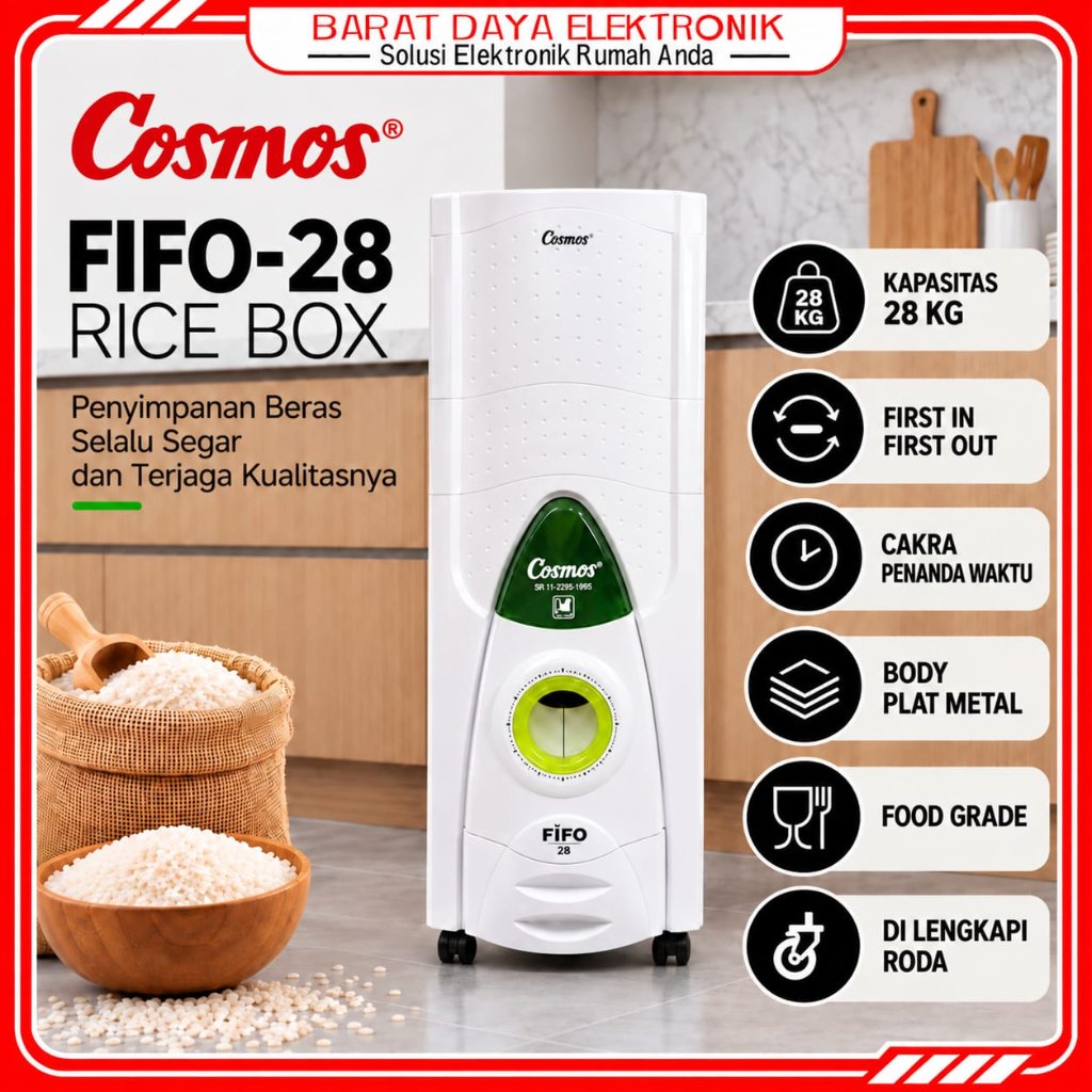 Cosmos FIFO 28 Rice Box Tempat Beras Kapasitas 28 kg