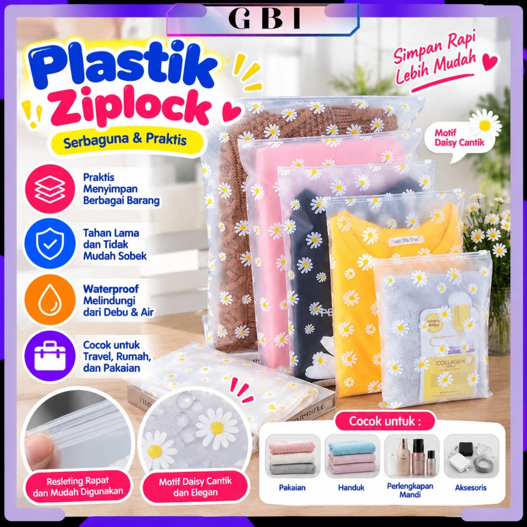 GBI Ziplock Pouch Travel Polos Zipper Storage Bag Tas Pemisah Barang Tebal