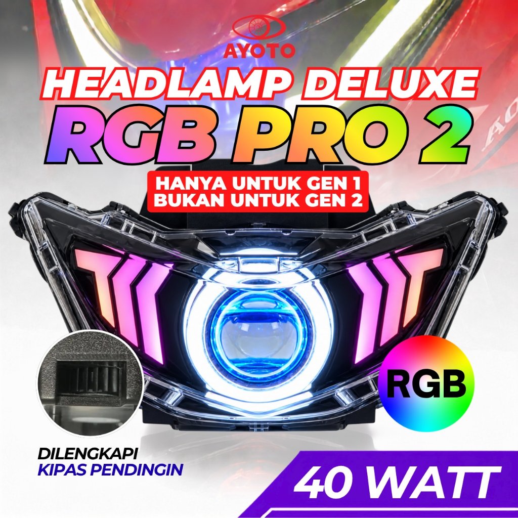 HEADLAMP BEAT DELUXE GEN 1 2020-2024 FULL SET PROJECTOR 2 INCH 40W REFLEKTOR LED ALIS RGB DEMON RGB 