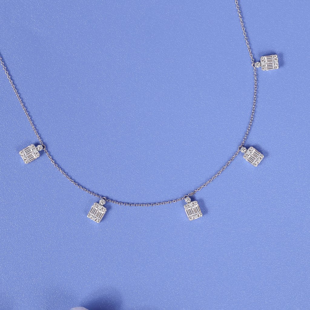 Kalung Berlian Eropa Model Baguette Setting - JB Berlian