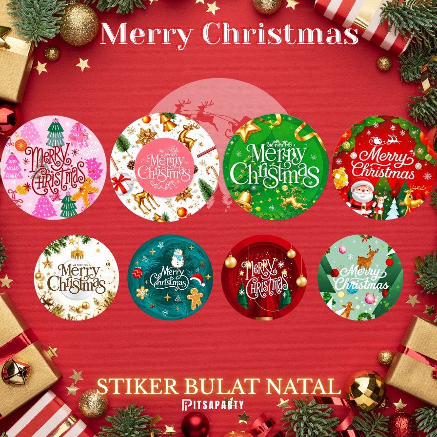 [20pcs] Stiker Natal Merry Christmas | Stiker Bulat Stiker Kemasan Parcel | Stiker Plastik Cookies N