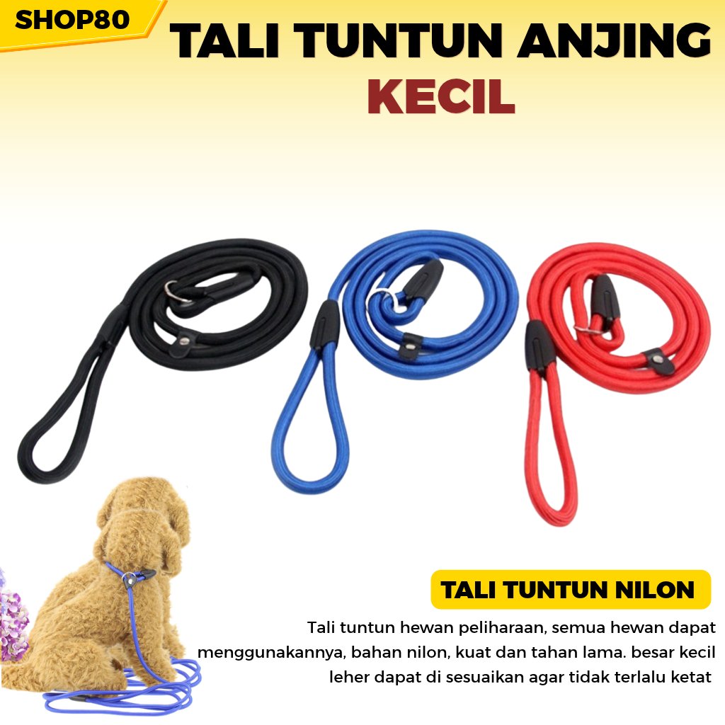 Tali Anjing Nilon Kecil Cesar Millan Tali Tuntun Nylon Nilon Anjing Kucing Dog Cat Leash Sliplead
