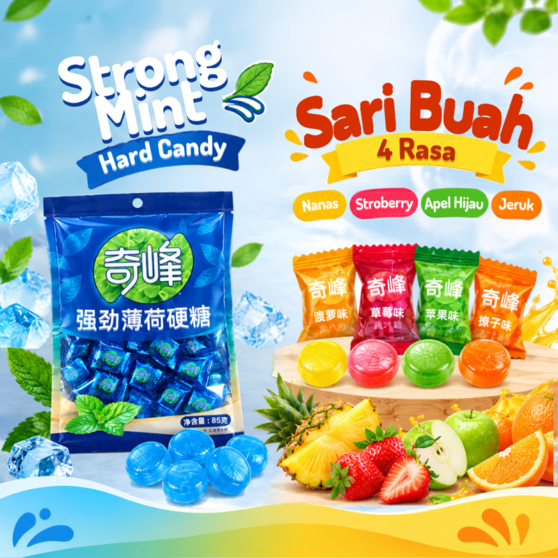 [FAVORIT] Fruit Candy 4 Rasa – Permen Keras Buah Nanas, Strawberry, Apel dan Jeruk