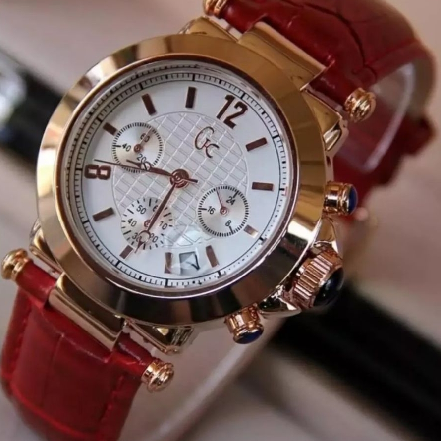 Jam Tangan Wanita GC Gold Tali Kulit-Tanggal Aktif