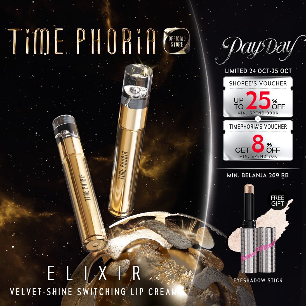 LIMITED 69K TIME PHORIA Elixir Velvet-Shine Switching Lip Cream-DUAL FINISH /ZERO FEELING /HYDRATE. 