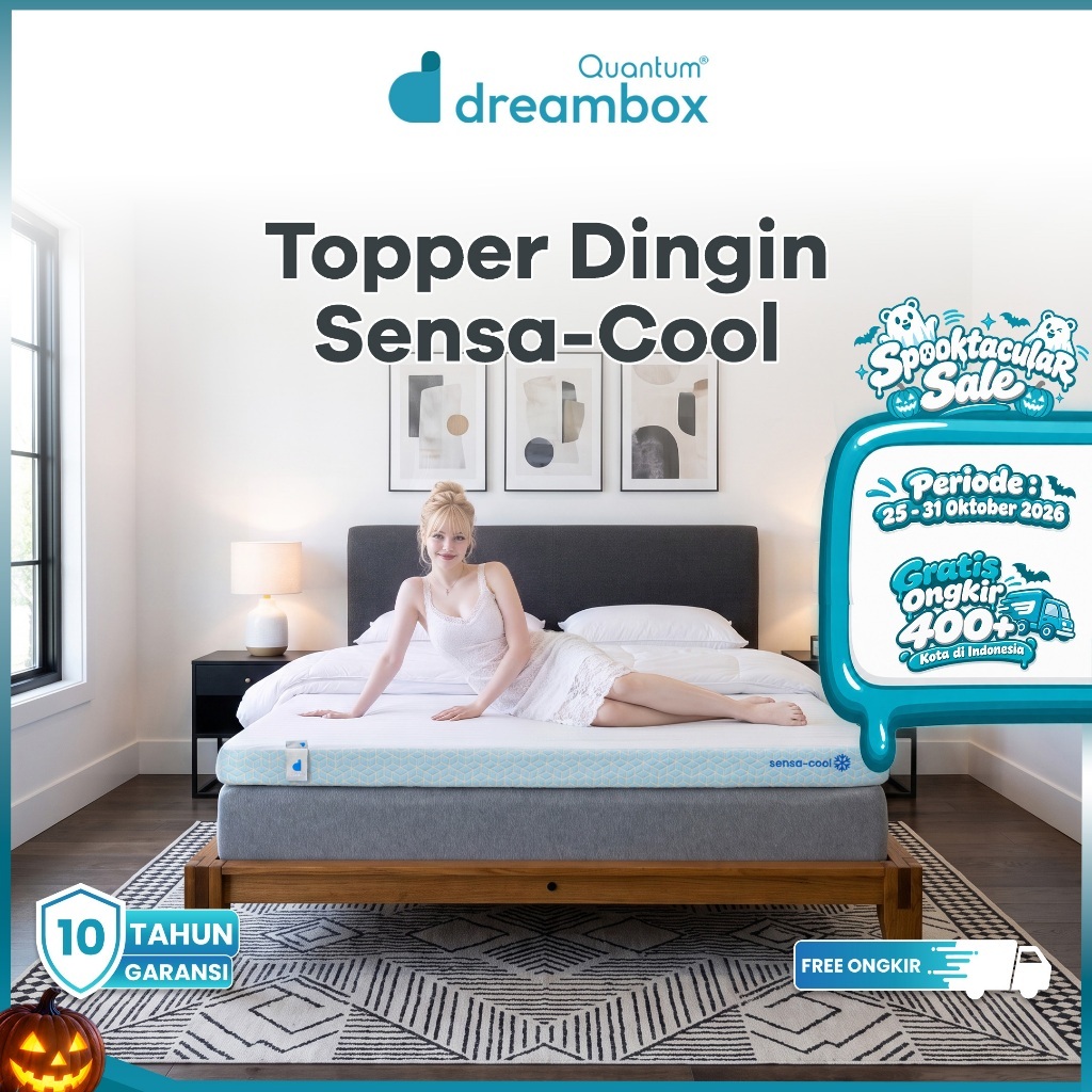 Topper Kasur Dingin Quantum Dreambox SensaCool | Greentea Latex | Cooling Mattress Topper