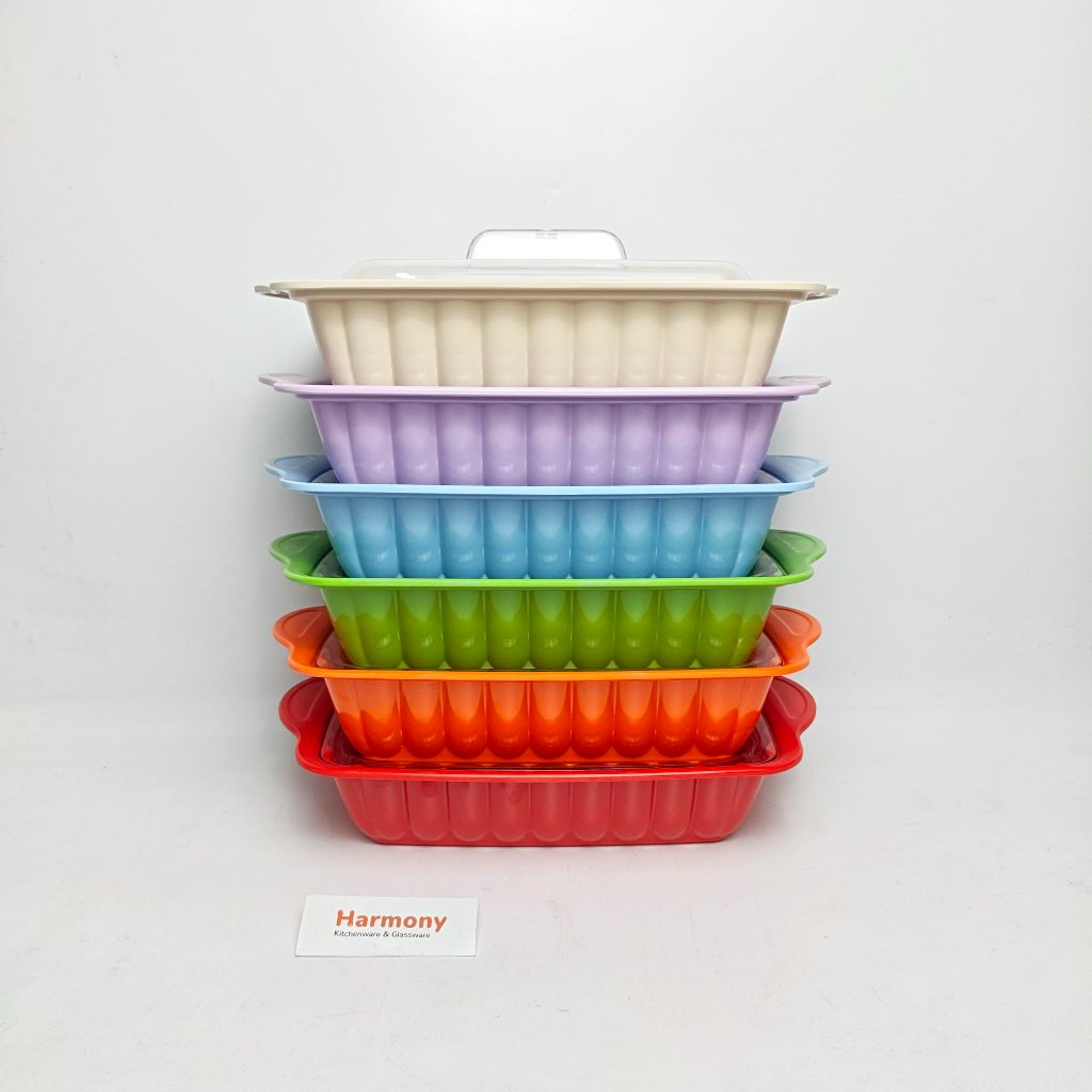 Onyx Sevilla Casserole 14" 27140SB Tempat Saji Persegi Melamin+Tutup Plastik Tebal
