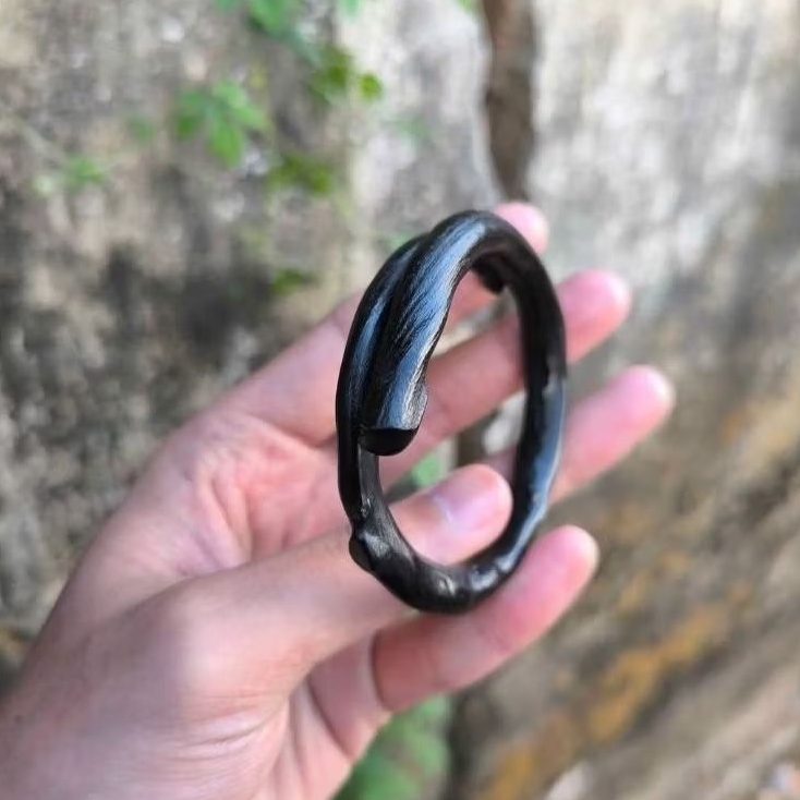 Gelang akar bahar hitam polos size kantor mini