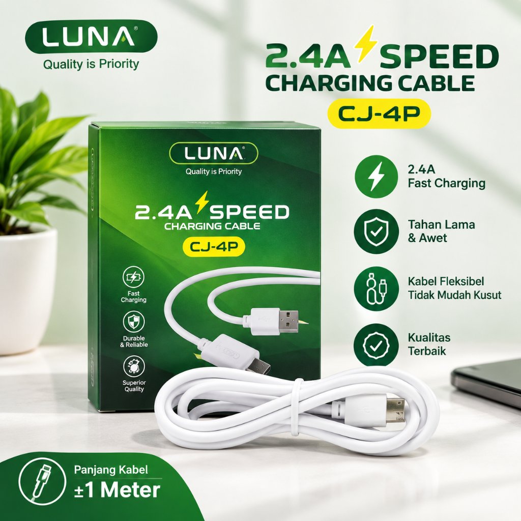 LUNA Kabel Data 2.4A  CJ-4P  Micro / Type-C Fast Charging 2.4A | 1 Box Isi 15 Pcs | Kabel Charger HP