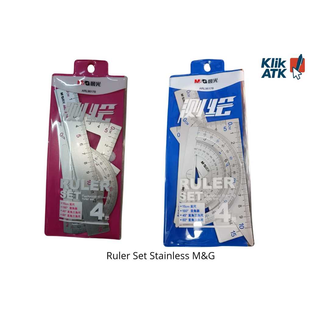 

Ruler Set / Set Penggaris Besi M&amp;G, 15 cm - Per Set
