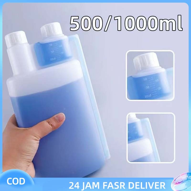 500/1000ml Botol Takar Oli Samping Twin Neck Double Botol Takeran Ukur Oli Samping untuk Motor Vespa