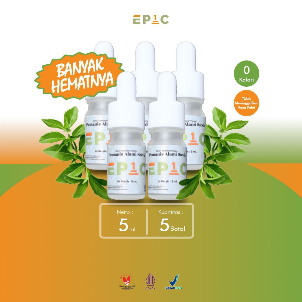 

Ep1c Stevia Natural Sweetener Paket Banyak Hematnya - 5 ML 0 Kalori