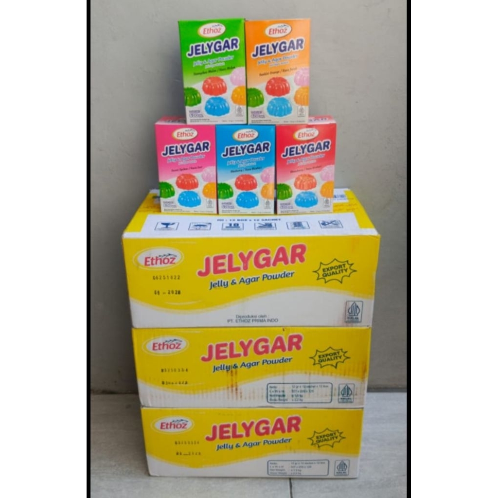 

1 Dus/Karton (12 BOX) - Jelygar ETHOZ Jelly Hemat Bubuk Powder Varian Rasa Buah MURAHHH