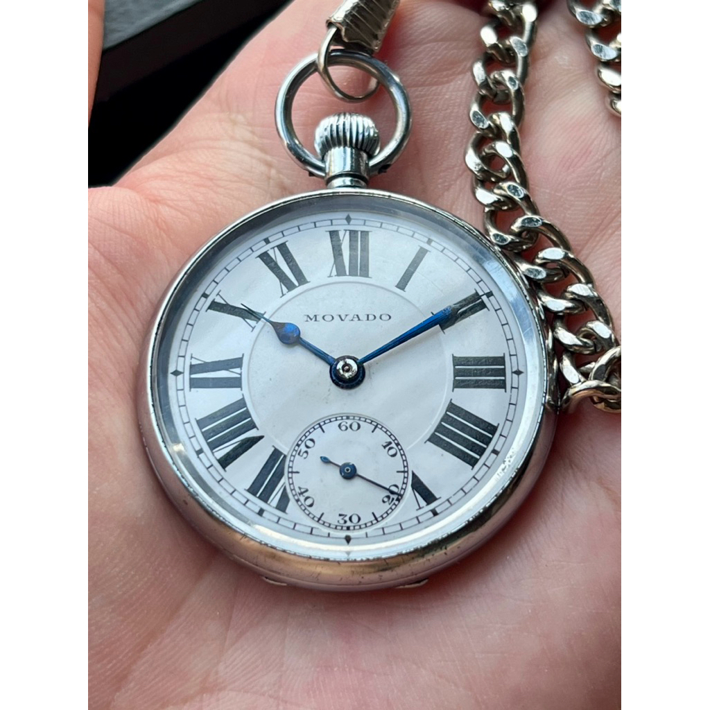 Jam Tangan Kantong Saku Vintage RARE Movado Pocket Watch Blue hands manual wind