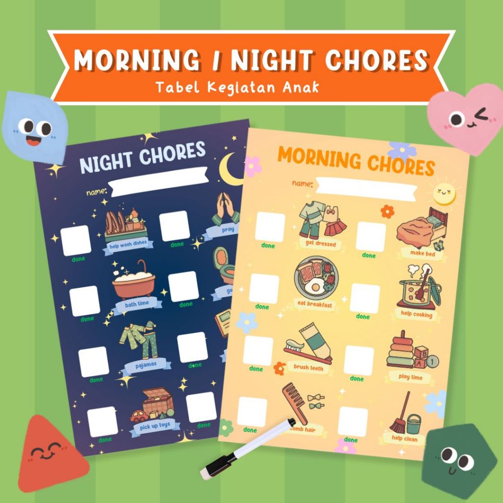 

⭐️BRIGHT BUDS⭐️ ACTIVITY CHORES| Tabel Kegiatan Rumah Anak | Wipe and Clean Schedule