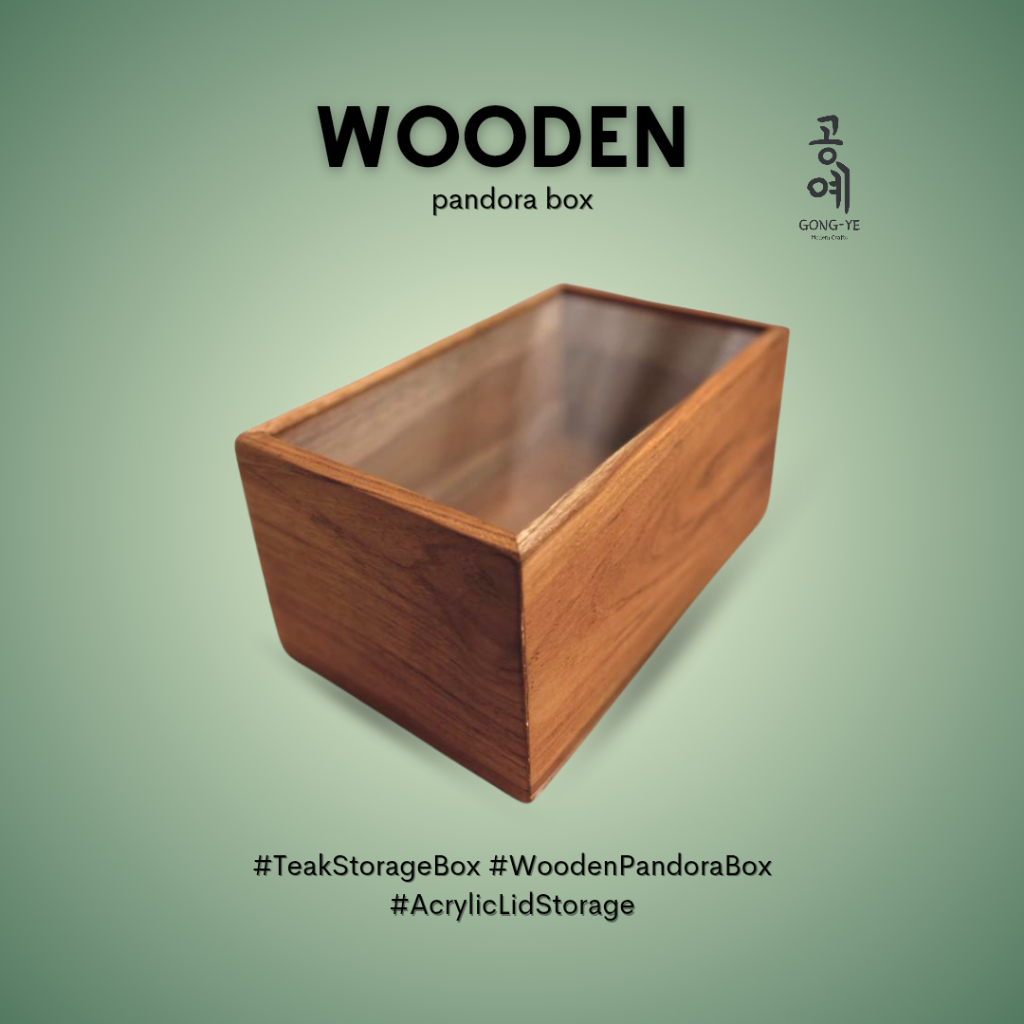 Kotak Kayu Serbaguna Pandora Box Wooden Box Open Sliding Acrylic Wooden Storage Box