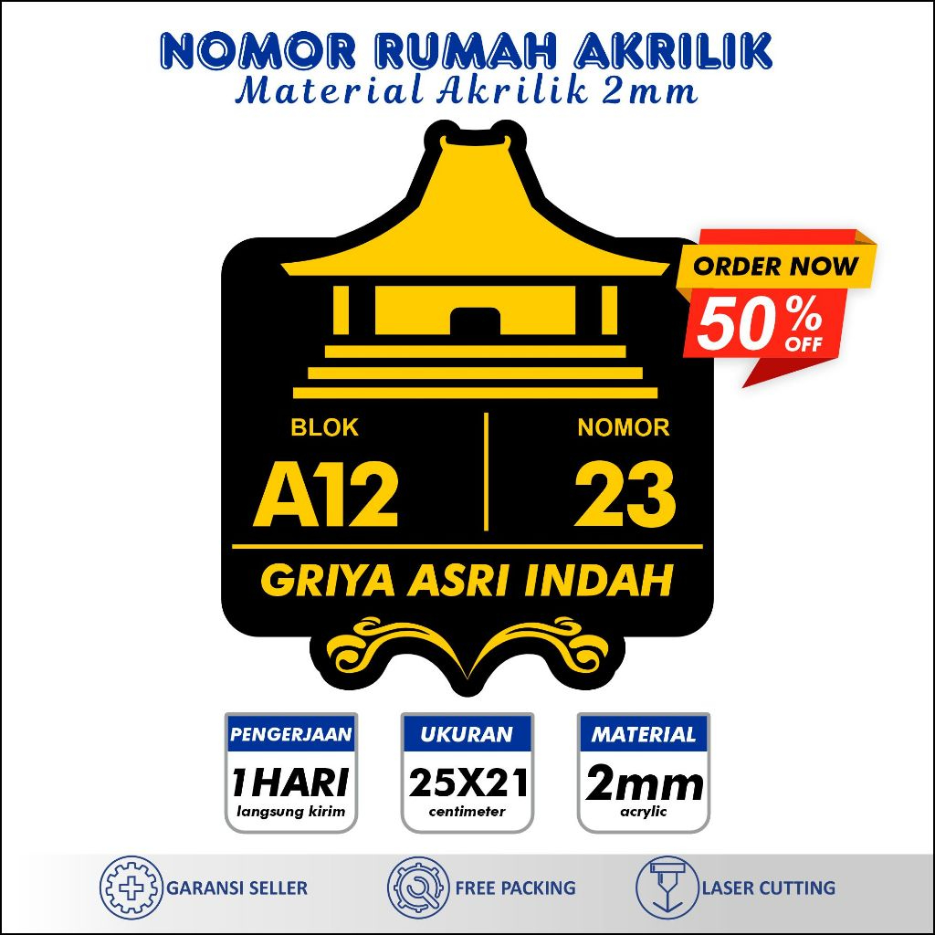 STARSIGN AKRILIK NOMER RUMAH BEBAS CUSTOM/NOMOR & ALAMAT RUMAH/NOMER RUMAH OUTDOR-AWET UNIK ESTETIK