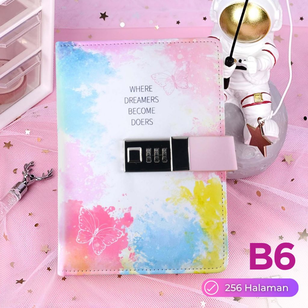

YAS - Buku Diary Notebook Catatan Jurnal B6 256 Halaman with Lock Butterfly Agenda Catatan Notepad Diary 7ROTRZ