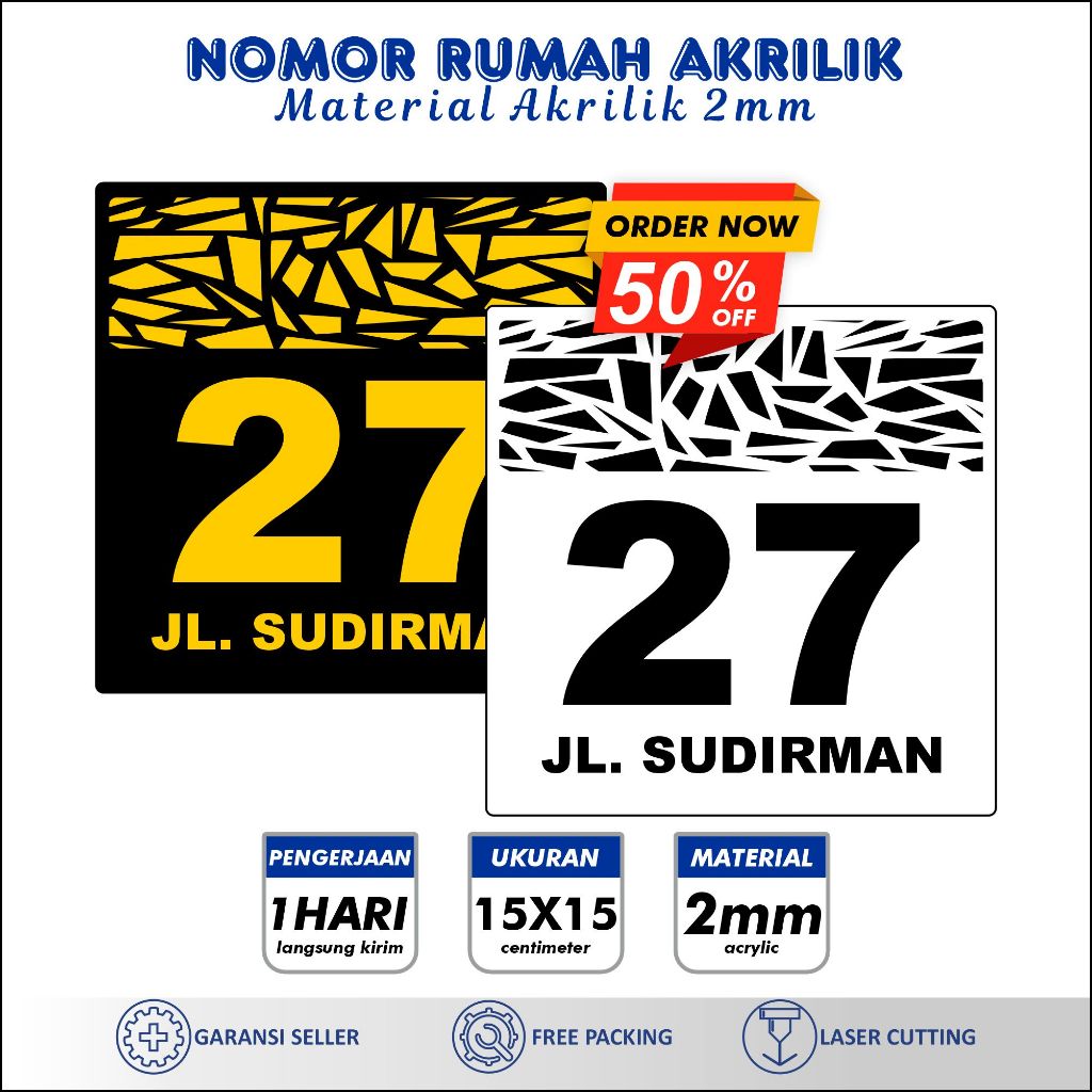 STARSIGN NOMOR RUMAH CUSTOM/CUSTOM NOMER ALAMAT RUMAH AKRILIK/NOMER RUMAH AKRILIK MURAH