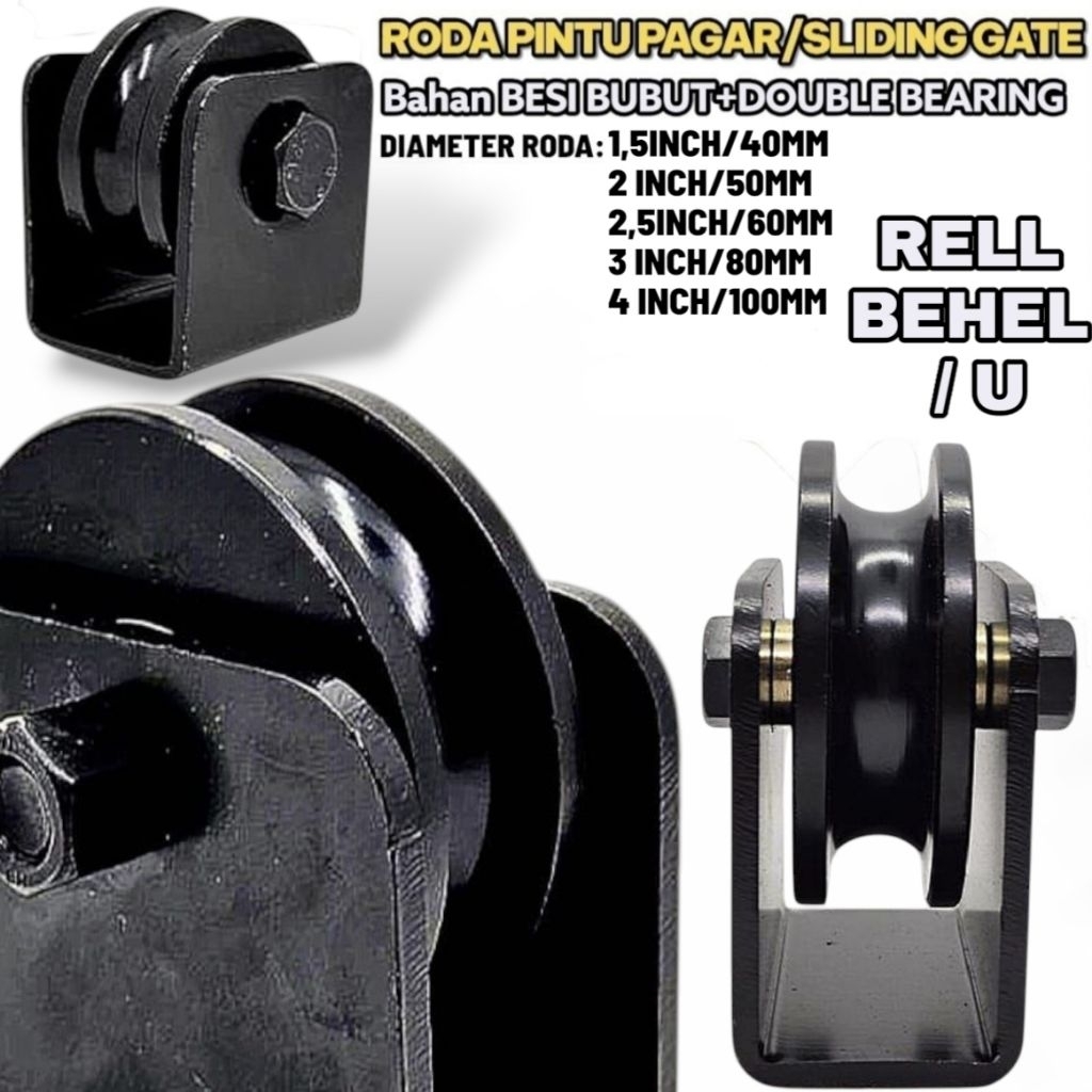 RODA PINTU PAGAR/GERBANG/SLIDING GATE - RODA BESI BUBUT-RELL BEHEL/U