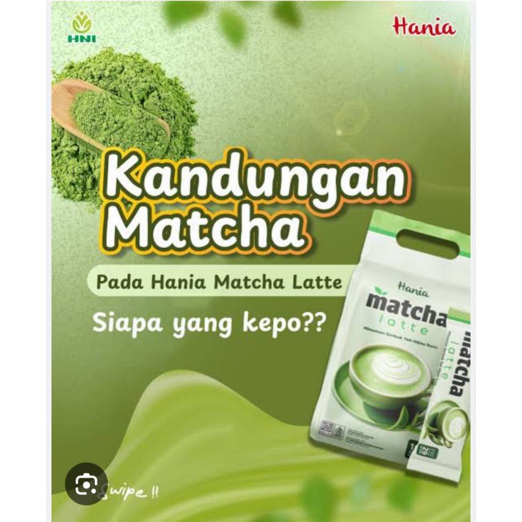 

TERBAIK HANIA MATCHA LATTE isi 10 sachet. HARGA TERJANGKAU KUALITAS PREMIUM EXP. 2027