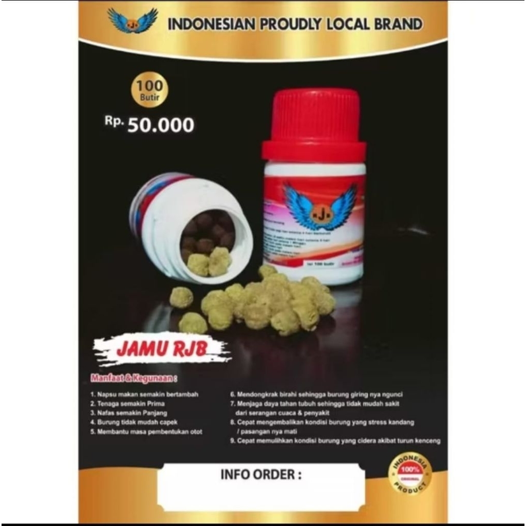 Jamu Herbal RJB Merpati Kolong Bebas & Meja – Obat Stamina Kuat Nafas Panjang Original