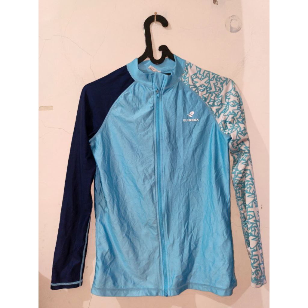 Elinboa Blue Mixed Colored Jacket For Exercise Sport Thrifted