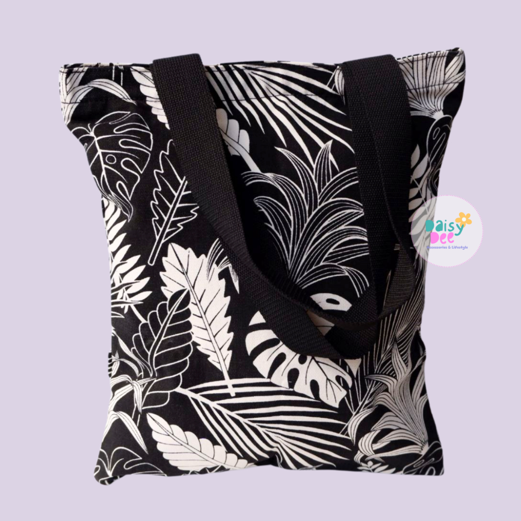 Daisy Dee Tas Totte Kanvas Tropical Leaves BW