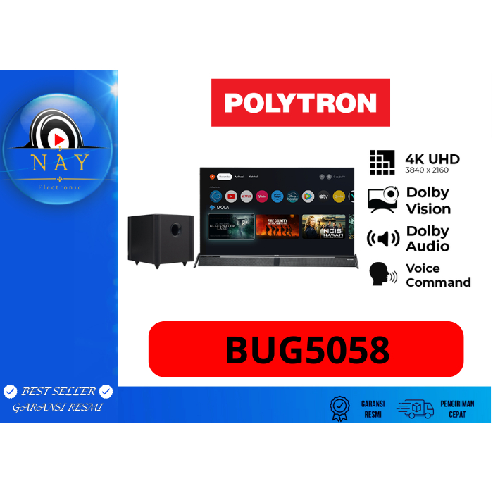 POLYTRON 50BUG5058 4K GOOGLE TV SOUNDBAR 50 inch