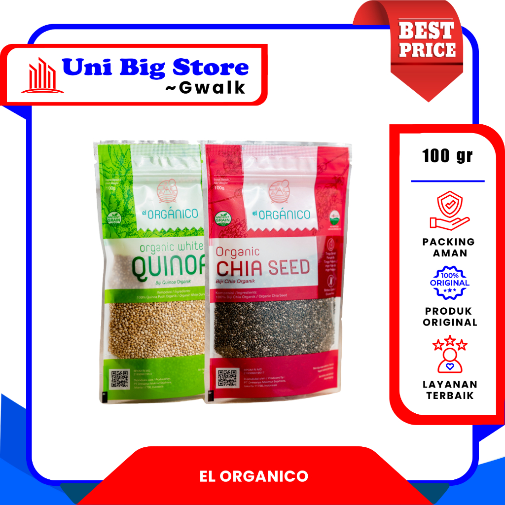 

EL ORGANICO ORGANIK CHIA SEED CHIASEED - WHITE QUINOA POUCH - 100 gr