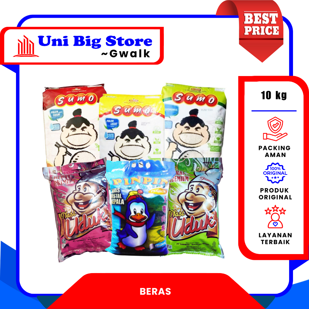

BERAS PREMIUM SUMO PIN PIN NASI UDUK MERAH - KUNING - HIJAU - PINK - 10 kg